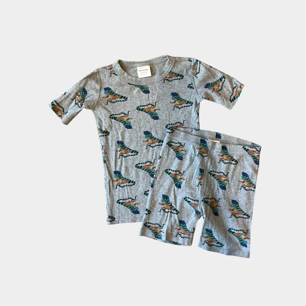 Hanna Andersson Gray Iguana HannaJams Short John Pajama Set 140 cm 10